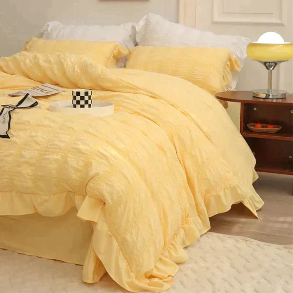 Icy Seersucker Summer Cool Quilt Lace 4-piece Set | Kalsten