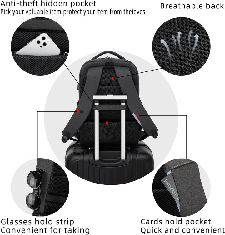 Water-Resistant Travel Laptop Backpack with USB Port & Organised Storage | Kalsten