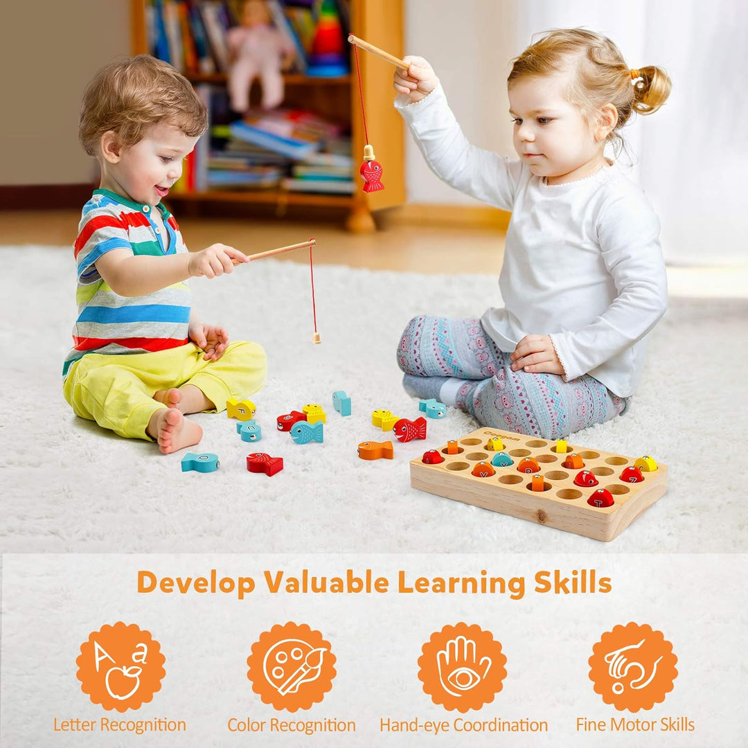 Enchanting Wooden Magnetic Fishing Game - Educational Play Fun for Toddlers Kalsten