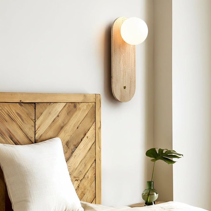 Travertine Wall Sconce – Wabi-Sabi Yellow Natural Stone G9 LED (12-20cm) | Kalsten