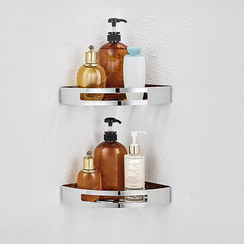 Kalsten | Polished Chrome Modern Bathroom Accessory Set Stainless Steel Triangular Bath Shelf