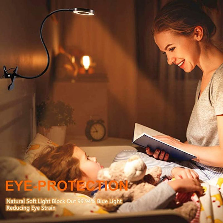 Clip-on Light - Reading lamp with 48 LEDs, 3 color modes and 10 brightness levels, eye protection and flexible gooseneck | Kalsten