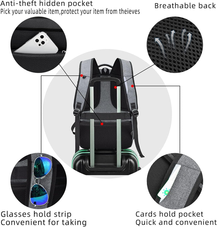 Water-Resistant Travel Laptop Backpack with USB Port & Organised Storage | Kalsten