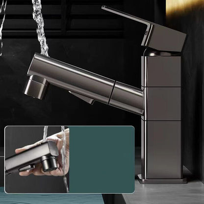 BowLift | Bathroom Vessel Faucet Swivel Spout Single Handle Faucet with Pull-Out Spray Head