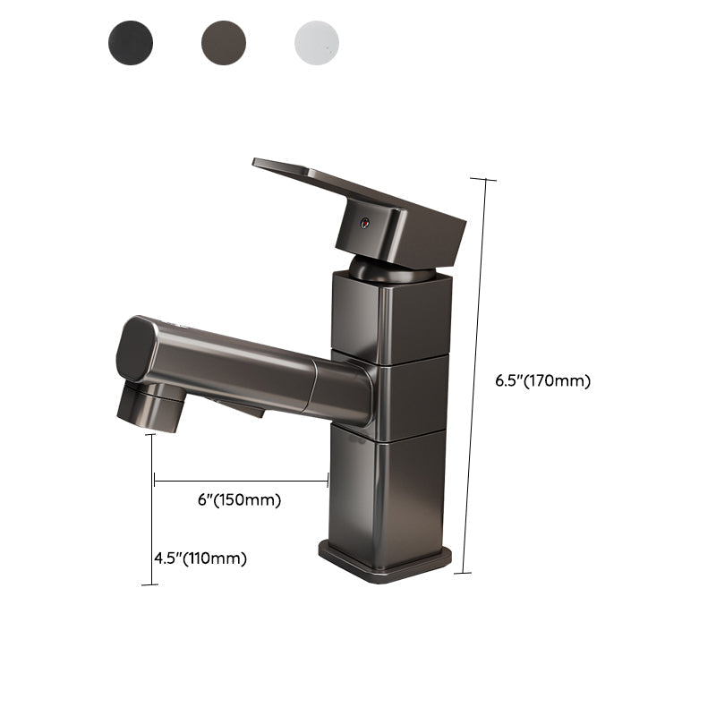 Bathroom vanity faucet with swivel spout, single-handle mixer with pull-out spray head