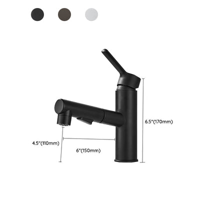 Bathroom vanity faucet with swivel spout, single-handle mixer with pull-out spray head