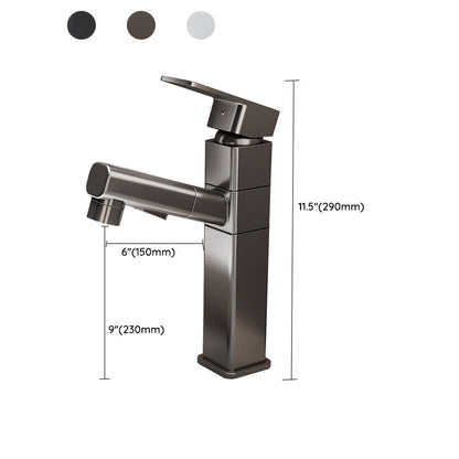 Bathroom vanity faucet with swivel spout, single-handle mixer with pull-out spray head