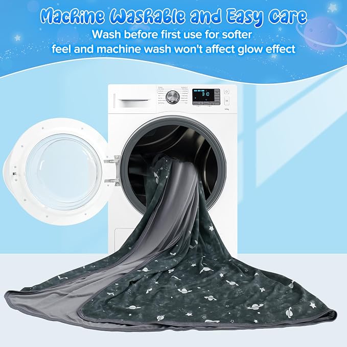 Glow-in-the-Dark Cooling Blanket For Kids– Q-Max > 0.5, Double-Sided Color Black | Kalsten