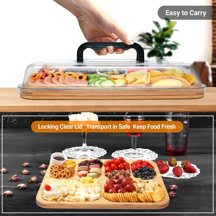 Bamboo serving tray with 6 compartments | Kalsten