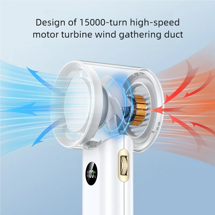 3600mAh USB Rechargeable Handheld Fan with LED Lamp | Kalsten