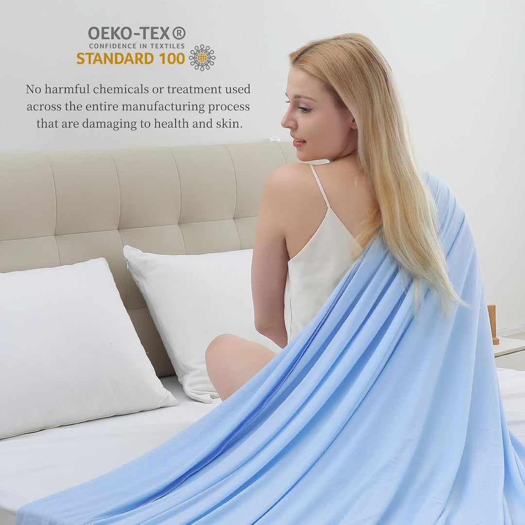Cool Fiber Q-Max 0.4 Double-Sided Ice Silk Cooling Blanket – Lake Blue | Kalsten