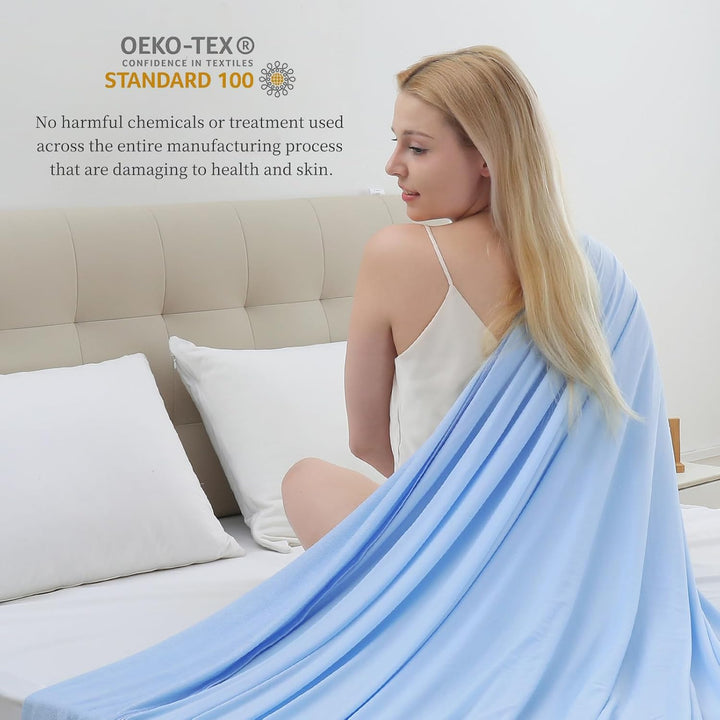 Cool Fiber Q-Max 0.4 Double-Sided Ice Silk Cooling Blanket – Lake Blue | Kalsten
