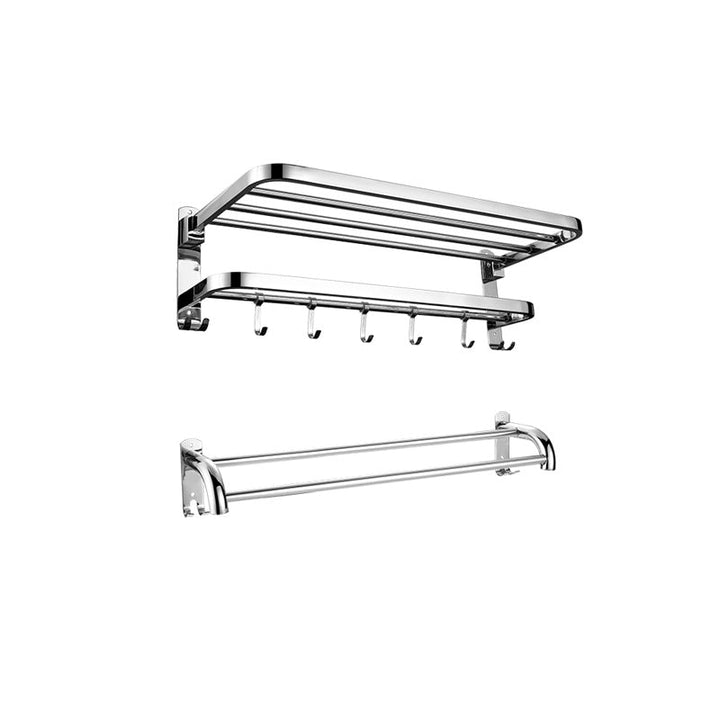 Kalsten | Contemporary bathroom accessory set made of chrome-plated stainless steel with bathrobe hooks/towel rail