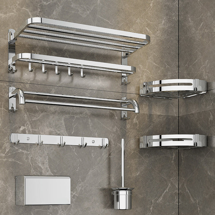 Kalsten | Contemporary bathroom accessory set made of chrome-plated stainless steel with bathrobe hooks/towel rail