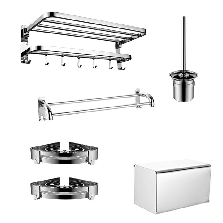 Kalsten | Contemporary bathroom accessory set made of chrome-plated stainless steel with bathrobe hooks/towel rail