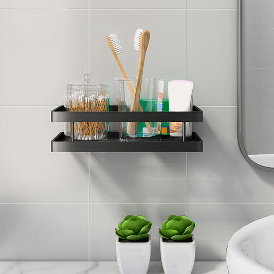 2-Piece Bathroom Shelf Set in Matte Black Metal