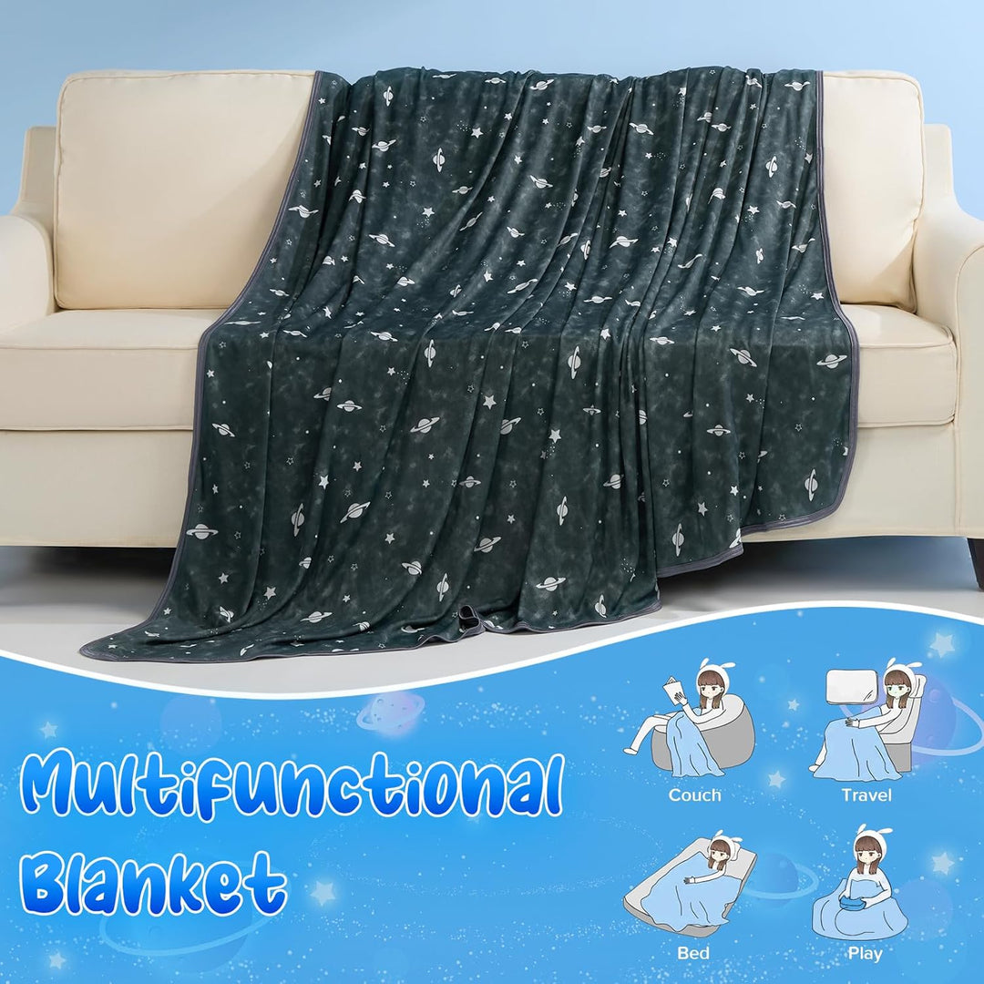 Glow-in-the-Dark Cooling Blanket For Kids– Q-Max > 0.5, Double-Sided Color Black | Kalsten