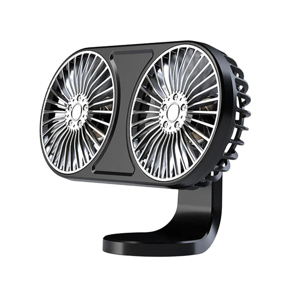 360° Rotating Dual-Head USB Car Fan with Ambient Lighting | Kalsten