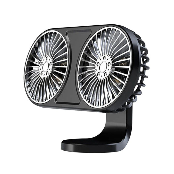 360° Rotating Dual-Head USB Car Fan with Ambient Lighting | Kalsten