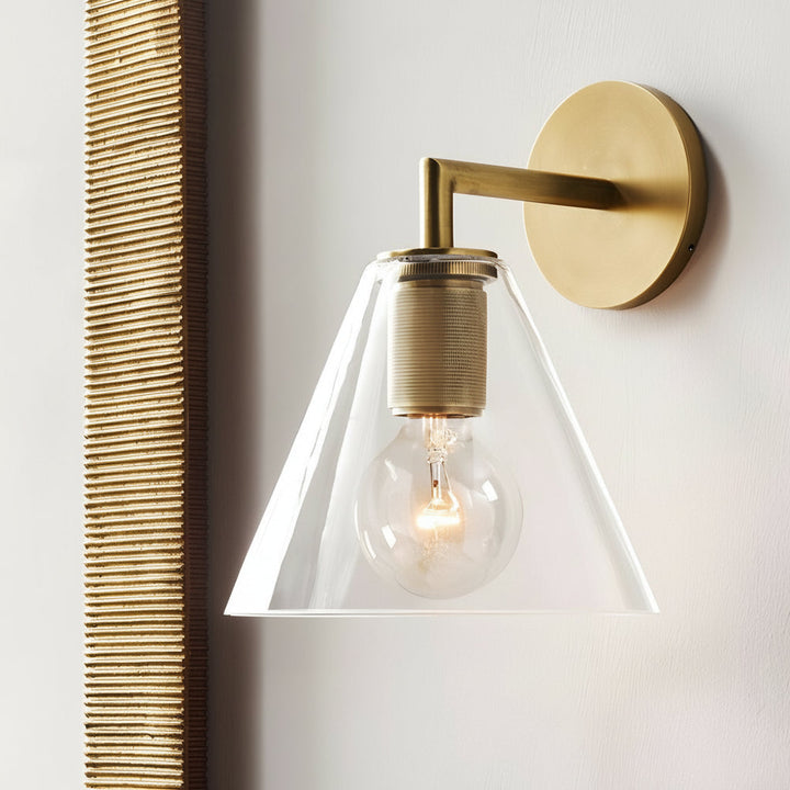 LED Wall Sconce Light – Modern Postmodern Gold Glass Minimalist (25x12cm / 9.8x4.7in) | Kalsten
