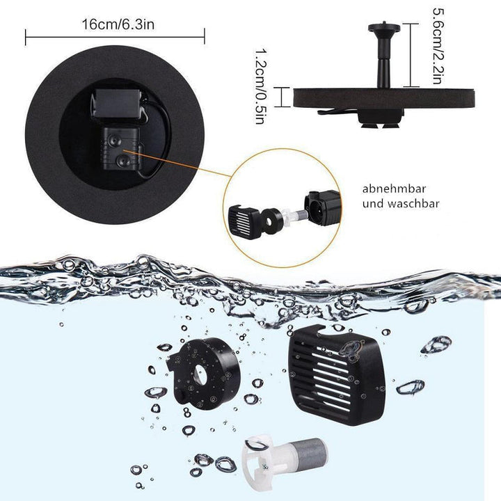 Kalsten | Solar Energy Fountain Pump WaterSoft – For Pond, Birdbath or Garden Decoration