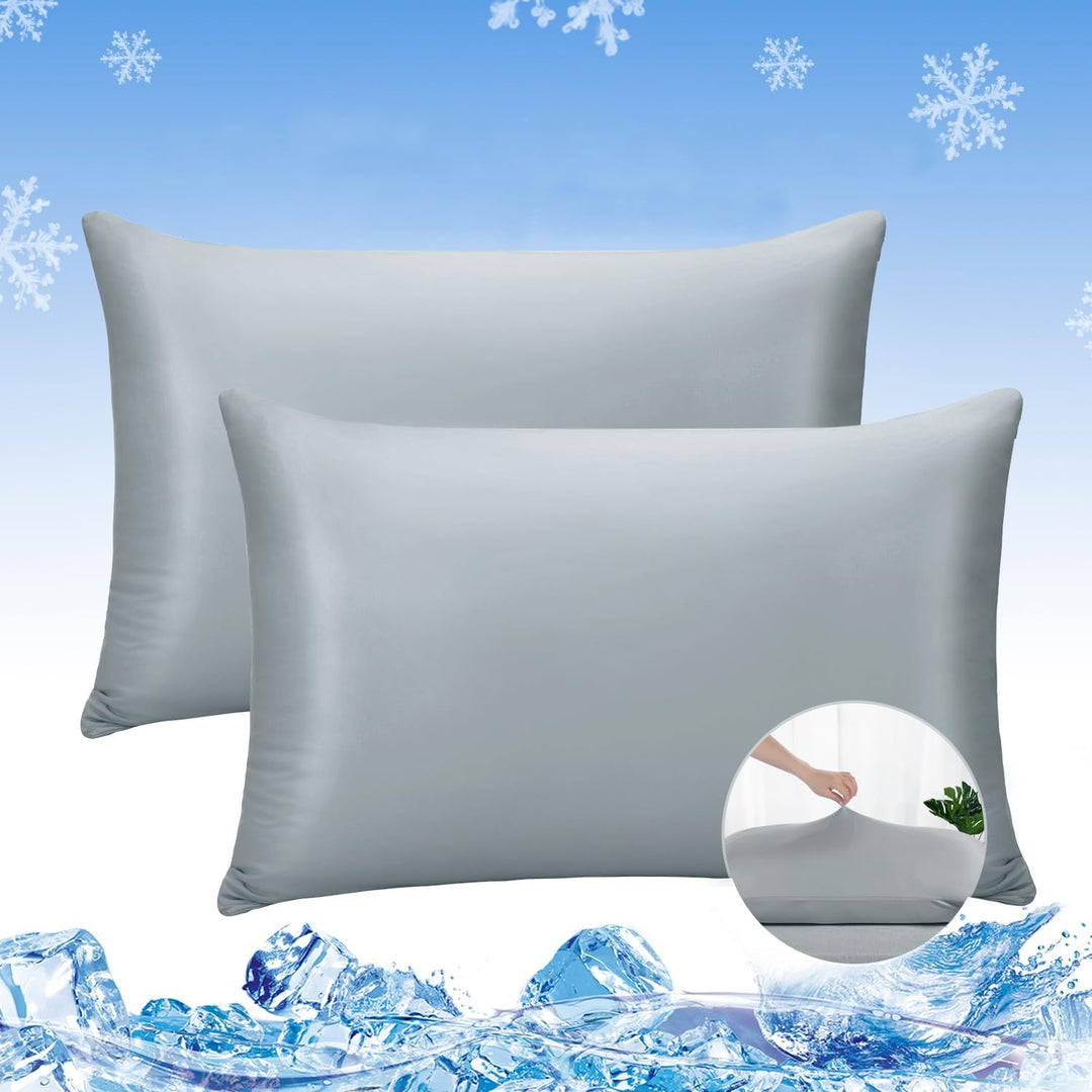 2-Pack Premium Silky Super Cooling Dark Gray Pillowcases –  Extreme Q-Max 0.5 | Kalsten