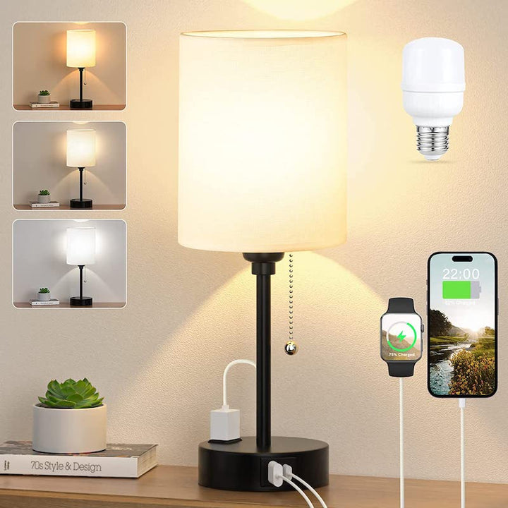 Elegant Table Lamp with Smart Charging Options and Three Colors Kalsten