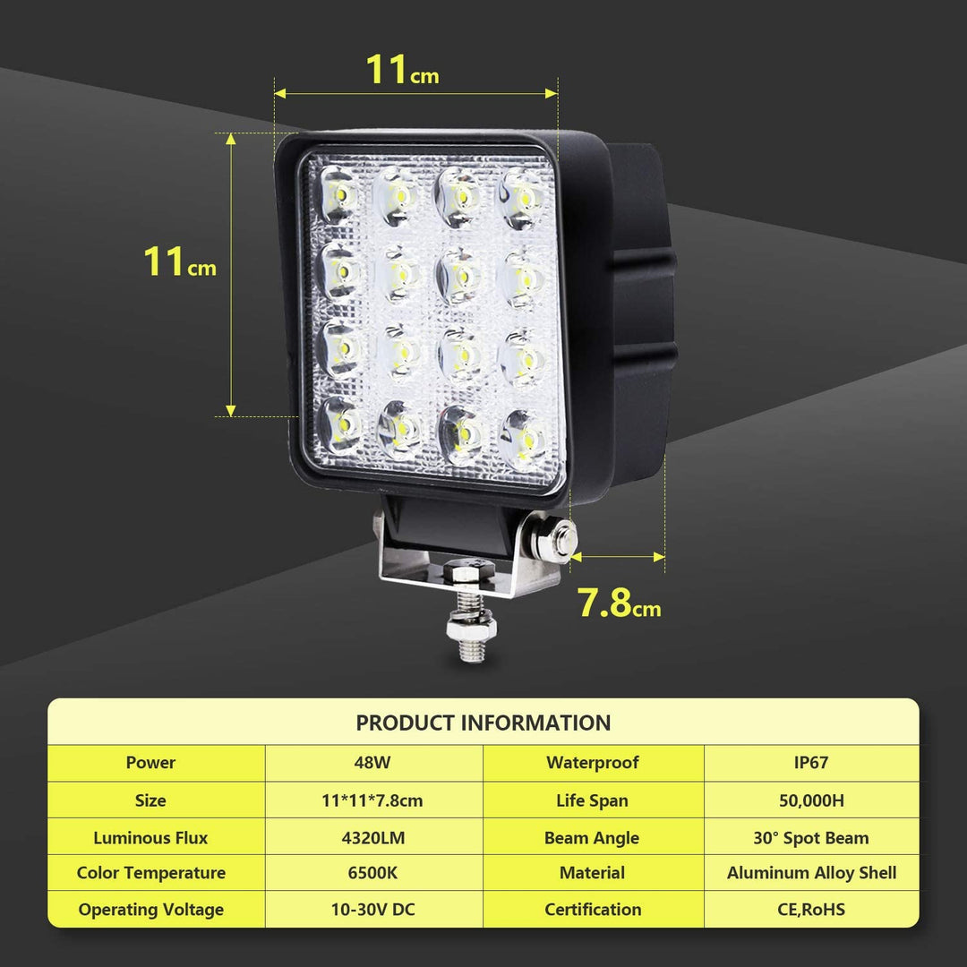 LED Work Spotlight 48W IP67 Reversing Light 2X-10X | Kalsten