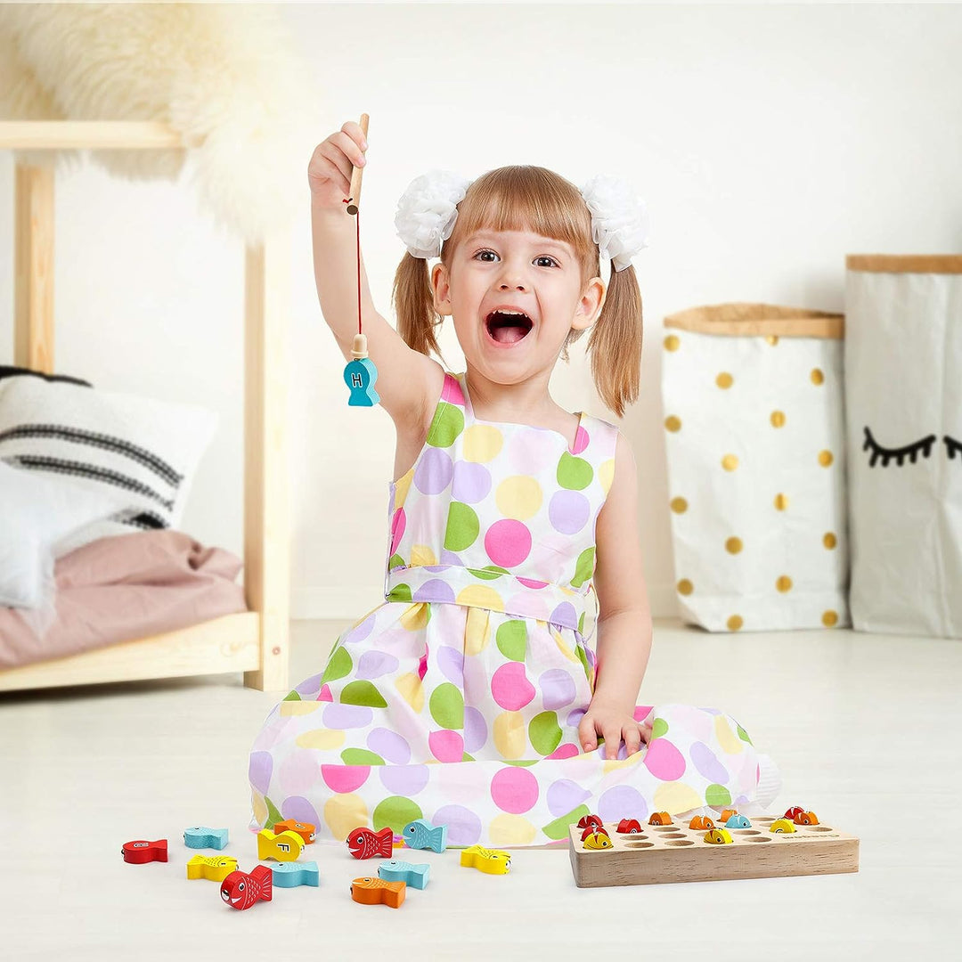 Enchanting Wooden Magnetic Fishing Game - Educational Play Fun for Toddlers Kalsten