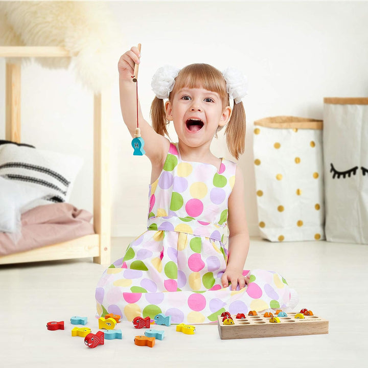 Enchanting Wooden Magnetic Fishing Game - Educational Play Fun for Toddlers Kalsten