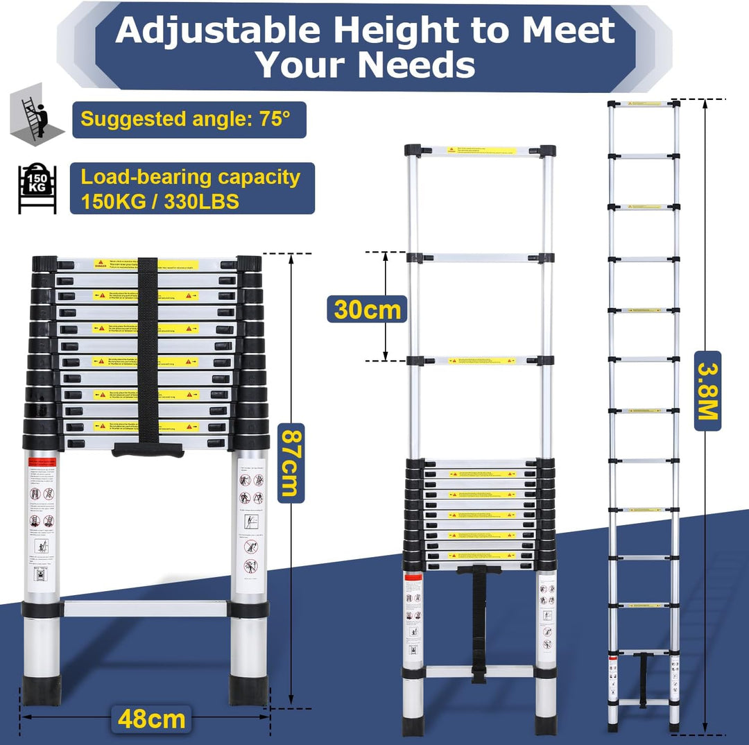 Telescopic Ladder Aluminum Load capacity up to 150kg 2.6m-5m | Kalsten