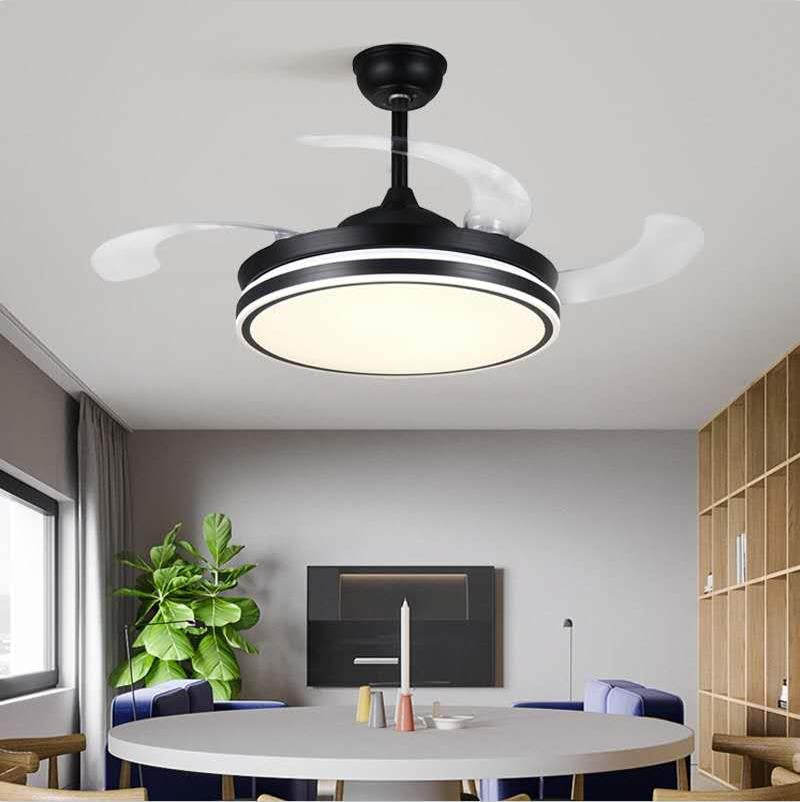 Modern Retractable Ceiling Fan Light-Black | Kalsten