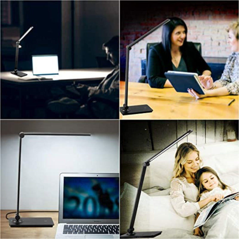 Kalsten | LED desk lamp, touch control desk lamp with 3 brightness levels, dimmable office lamp with adjustable arm, foldable table lamp for desk bedroom nightstand office
