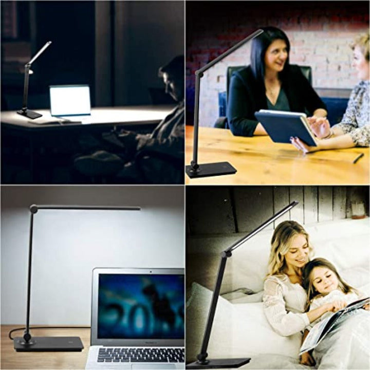 Kalsten | LED desk lamp, touch control desk lamp with 3 brightness levels, dimmable office lamp with adjustable arm, foldable table lamp for desk bedroom nightstand office
