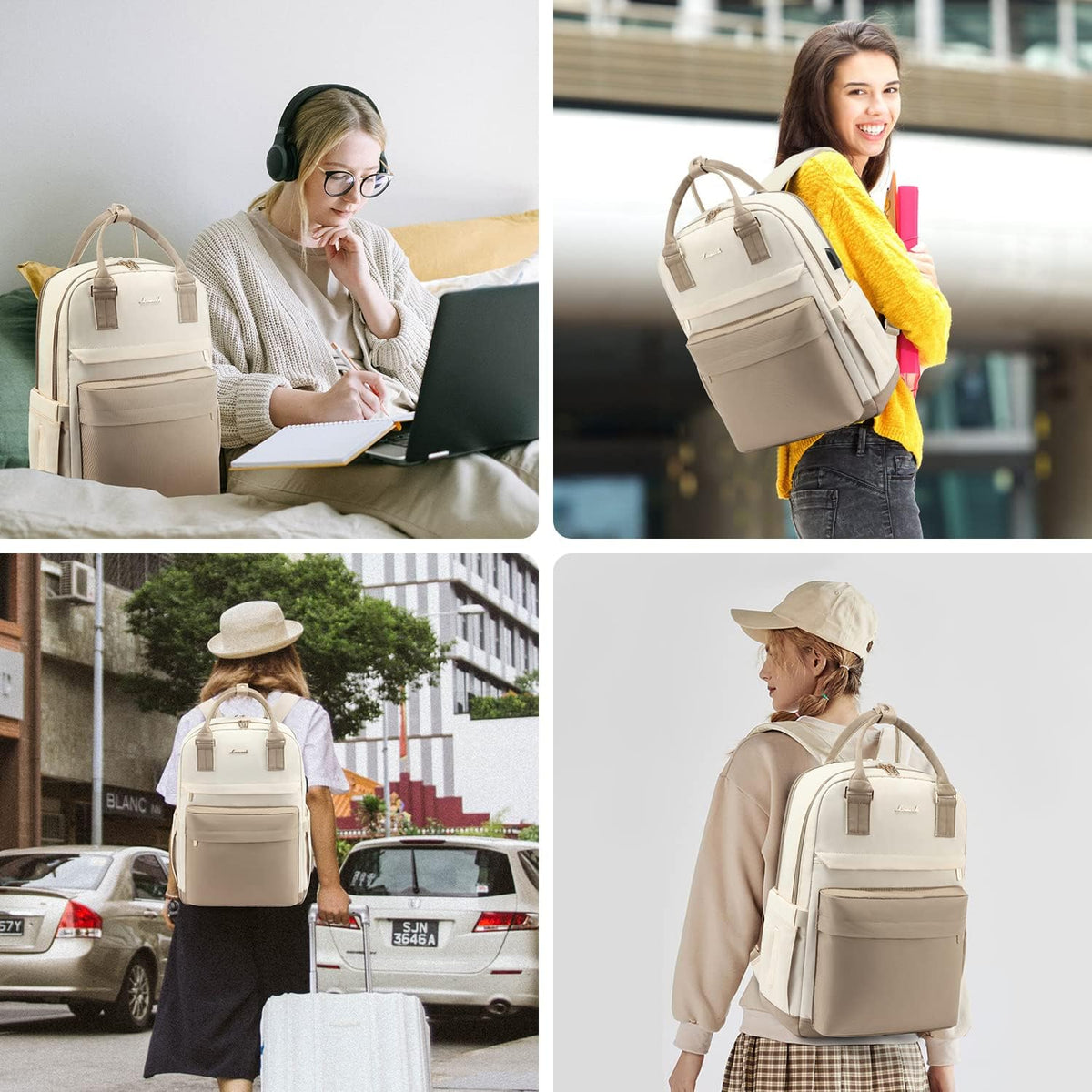 BowLift | Women’s Waterproof Laptop Backpack with USB Charging – Stylish 17-Inch Work, School & Travel Bag