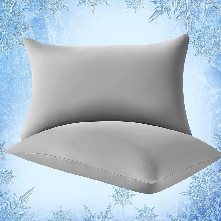 2-Pack Cooling Pillowcases – Q-Max >0.5 , Anti-Static, Hidden Zipper,, Color Gray | Kalsten
