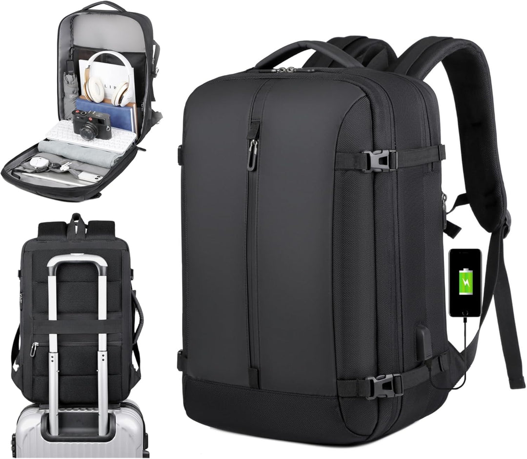 40L Expandable Waterproof Travel Backpack with USB Port & 17” Laptop Sleeve – AirVoyage | Kalsten