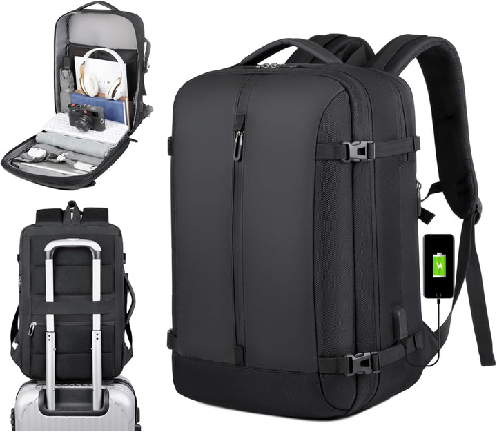 40L Expandable Waterproof Travel Backpack with USB Port & 17” Laptop Sleeve – AirVoyage | Kalsten