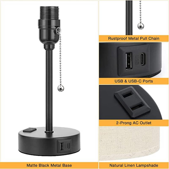 Elegant Table Lamp with Smart Charging Options and Three Colors Kalsten