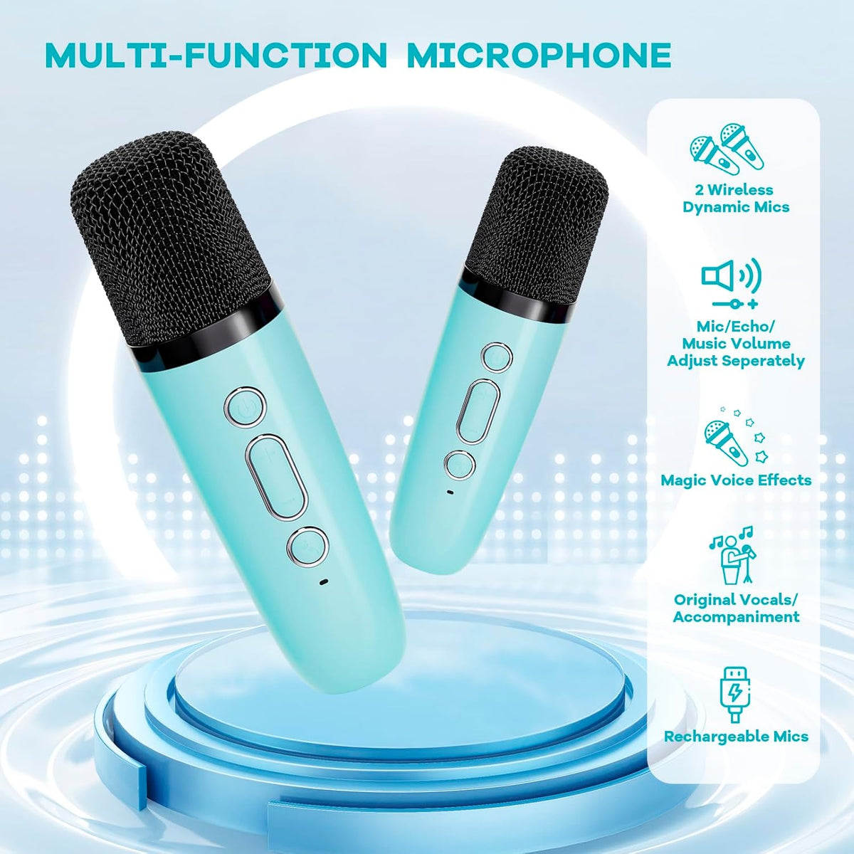 Skanto | Portable Mini Karaoke Machine with Bluetooth Speaker and 2 Wireless Microphones – Veylo