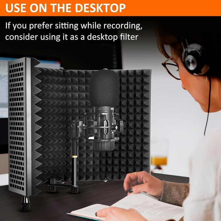 Kalsten | Triple-Layer Foldable Microphone Isolation Shield with Tripod Stand
