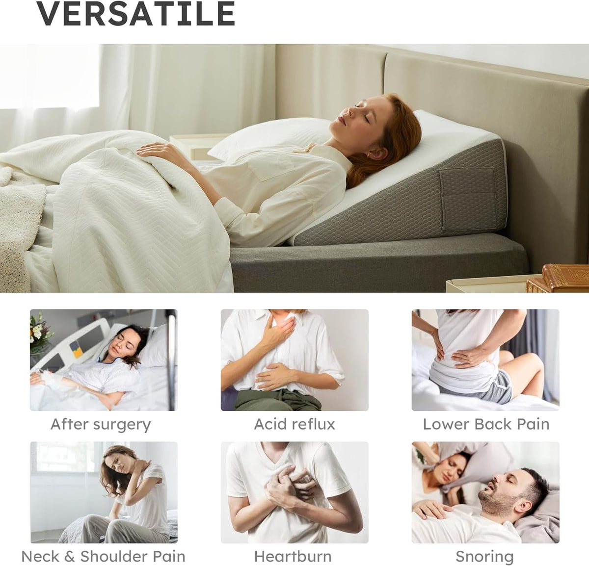 Skanto | Deluxe Squat Support Pillow | Cooling Gel Memory Foam, Removable Cover & Ideal for Back Pain and Acid Reflux