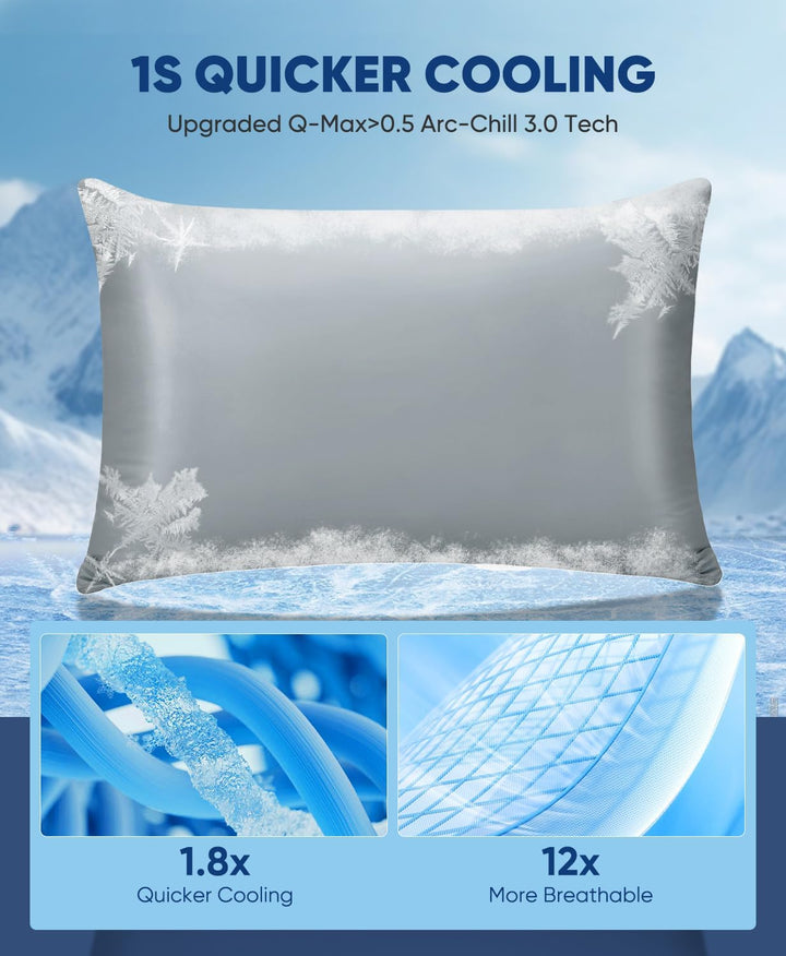 2-Pack Premium Silky Super Cooling Dark Gray Pillowcases –  Extreme Q-Max 0.5 | Kalsten