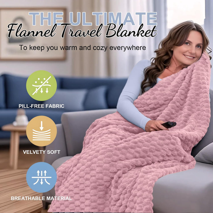 Kalsten | Packable Flannel Travel Blanket with Pillow Bag and Luggage Sleeve – Trevora