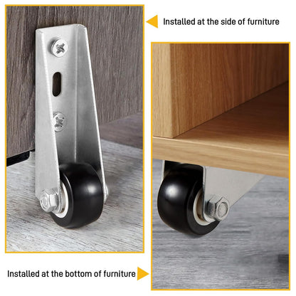 Low-profile side-mount swivel casters for furniture Karnz