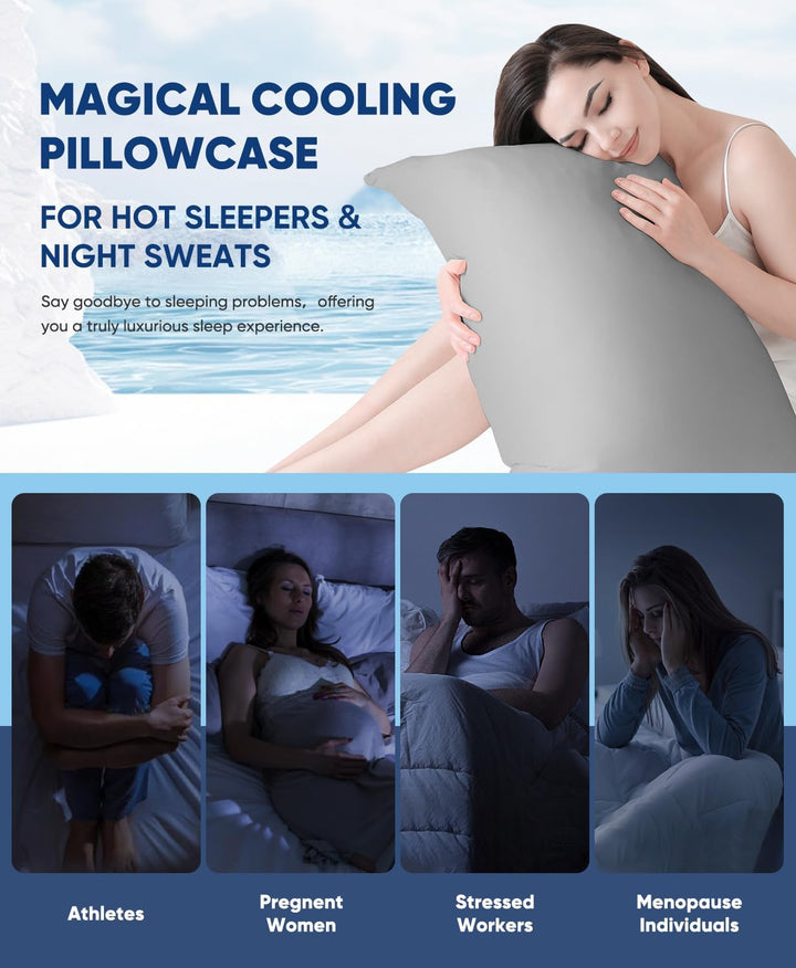 2-Pack Premium Silky Super Cooling Dark Gray Pillowcases –  Extreme Q-Max 0.5 | Kalsten