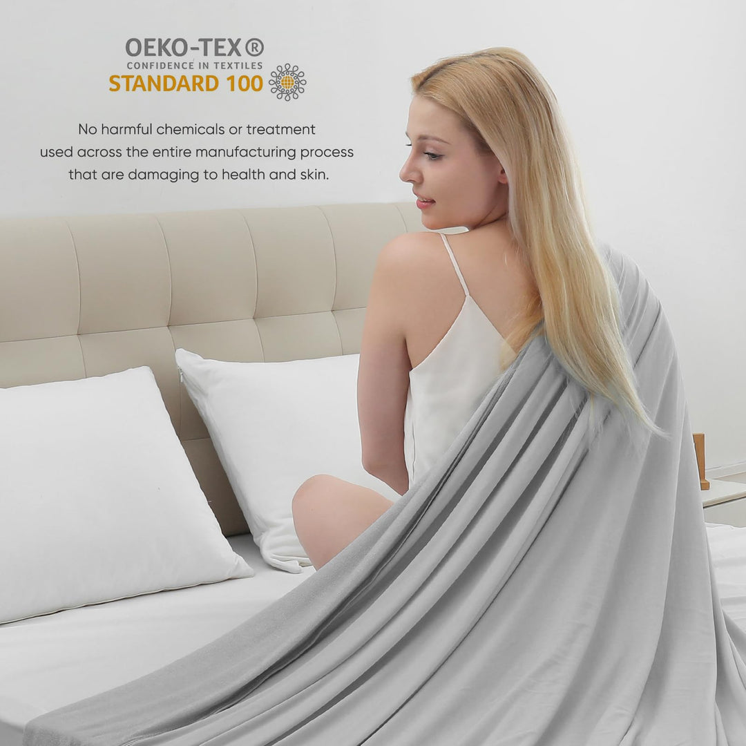 Cooling Blanket –   Q-Max>0.5, Lightweight Bamboo Fiber, Breathable & Soft, All-Season Cool Comfort | Kalsten