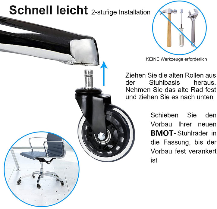 5X Set Heart Floor Rollers Office Chair Wheels | Kalsten