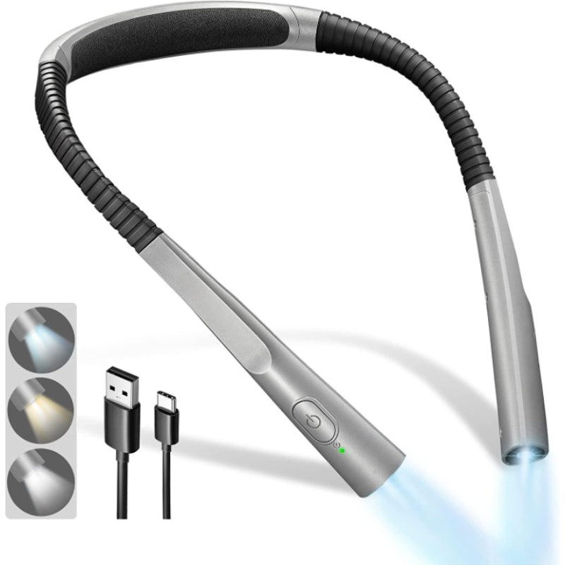 Kalsten | LED Neck Reading Lamp, Book Light for Reading in Bed, 3 Colors, 6 Brightness Levels, Flexible Arm, Rechargeable, Durable, Perfect for Reading, Knitting, Camping, Repairing