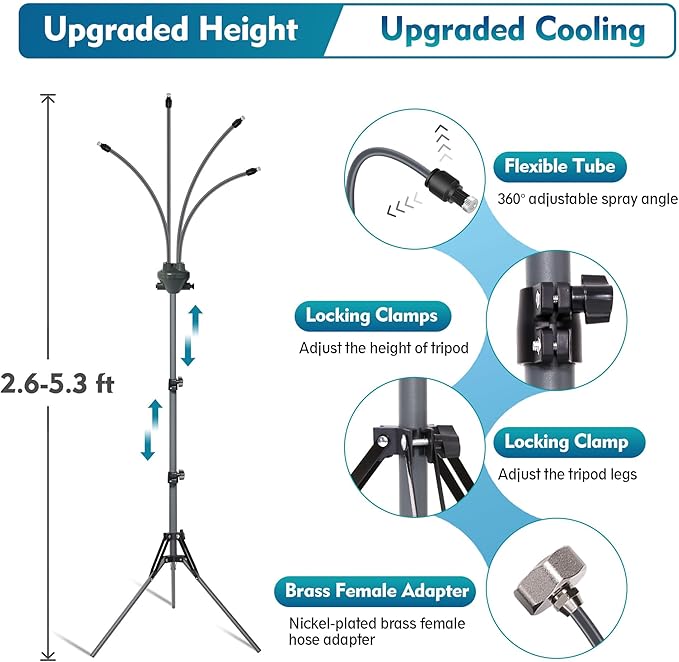 Kalsten | Standing misting system - adjustable height outdoor patio mister for cooling decks, porches, and backyards